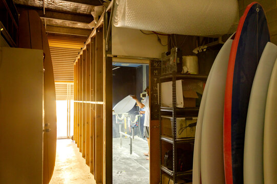 Workshop view into shaping bay in Australia