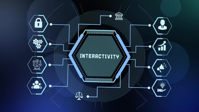 High tech interactive user interface showing digital connectivity and modern touch response.
