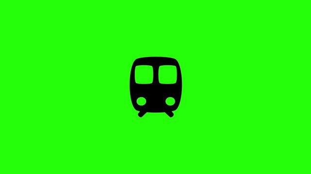 Premium 4K motion graphic of a public metro subway train front view silhouette bouncing. Creative asset for urban transit guide app interface.