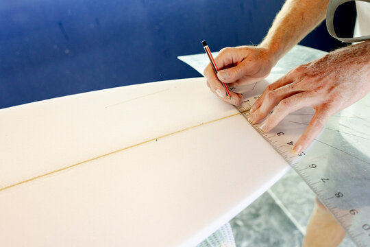 Close up of fin layout marking