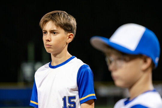 Focused baseball players
