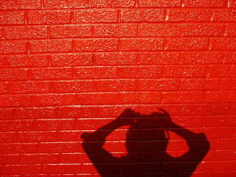 Shadow Self Portrait on Red Brick Wall