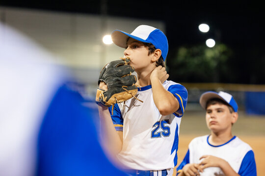 Baseball player during break