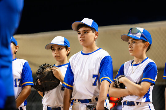 Baseball players during coach talk