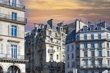 Fototapeta premium Paris, beautiful buildings rue de Rivoli, in the historic center