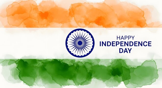 Indian independence day watercolor background with ashoka chakra