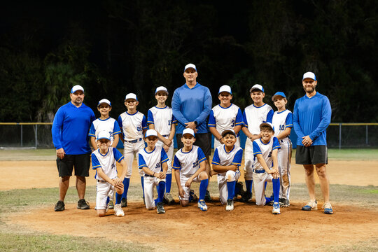 Youth Baseball Team and coaches