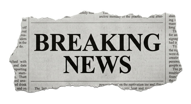 Breaking news newspaper cut isolated transparent background