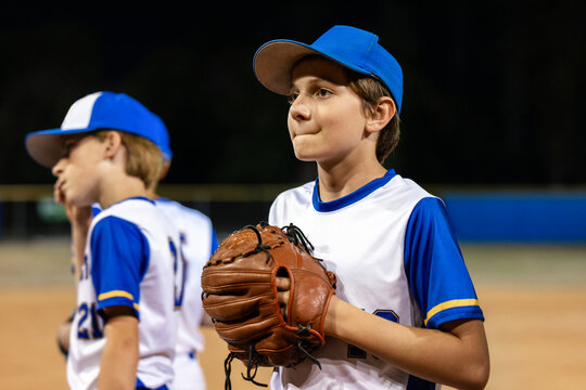 Focused Young baseball Player
