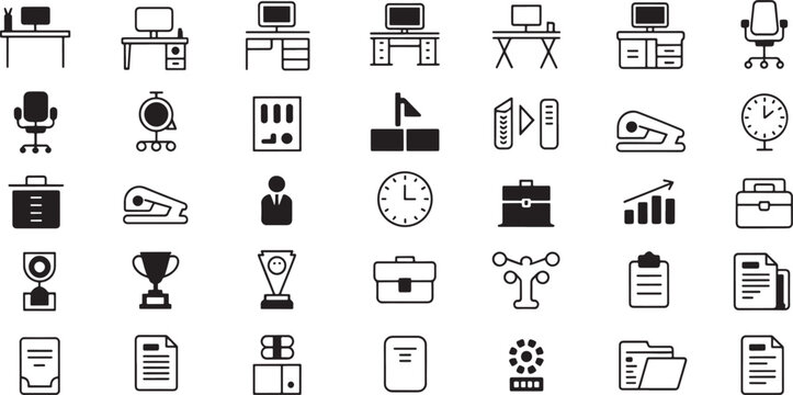 Advertising Icon Set with Outlined Megaphone, Browser Window, Clock, Globe, and Mobile Ui Elements on Striped Background
