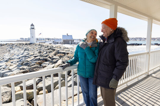 Coastal fun Travel Coast Senior citizen couple 