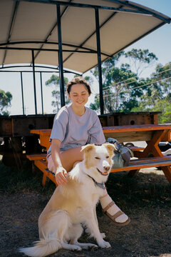 Woman with the Border Collie 