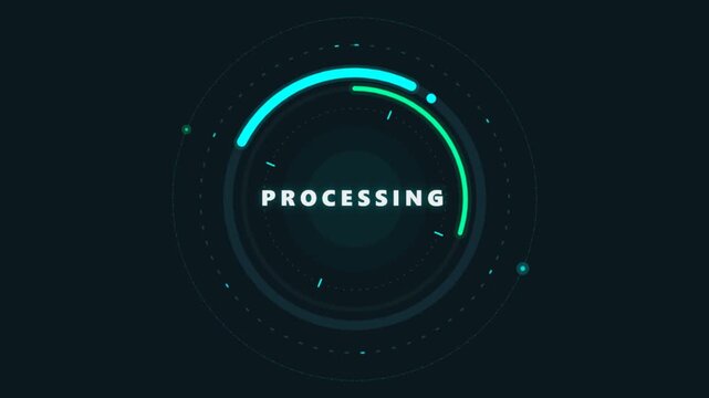 Futuristic Digital HUD Processing Circular Loading Animation Loop.