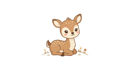 Cute little deer sitting down. © inakaya