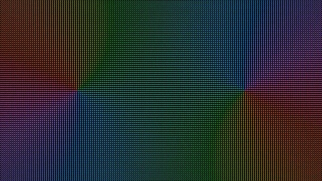 Abstract optical illusion with colorful shifting dot patterns