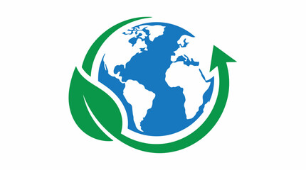 Obraz premium Global eco-friendly concept with earth, leaf and recycling arrow graphic element