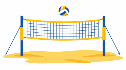 Beach volleyball court with net and ball, flat design vector illustration © JSTYLO
