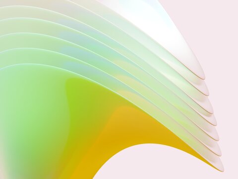 Colors Blend in a Stack of Curved, Thin Sheets on a Light Surface