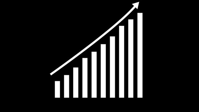 Business growth concept in graph chart showing marketing sales profit increasing to future target . growing business concept animation on black background. 4k video