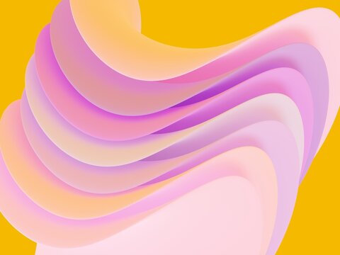 Colorful Wave Design With Layered Shapes on Yellow Background