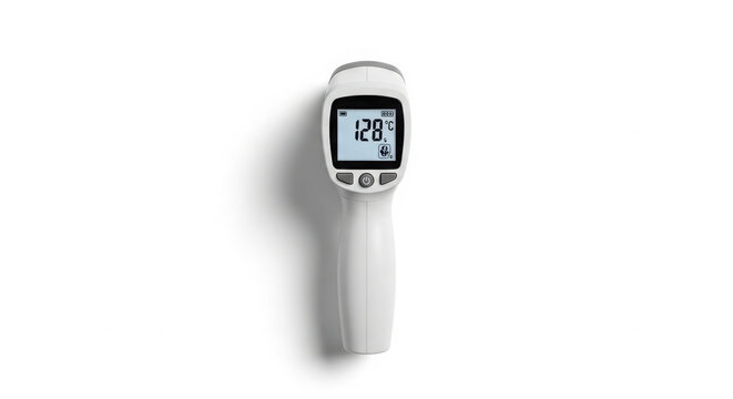 Digital Infrared Forehead Thermometer for Non Contact Fever Measurement and Health Screening on White Background