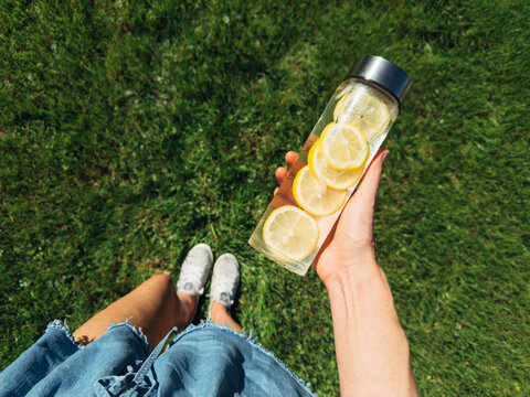 Refreshing Lemon Water Outdoors Summer Beverage