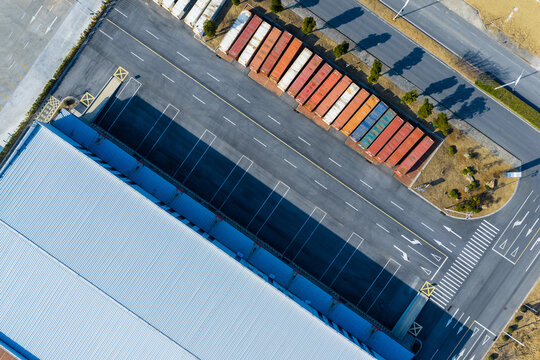 Containers at industrial warehouse