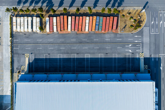 Containers at industrial warehouse