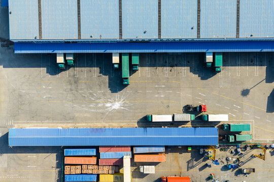 Trucks at warehouse loading dock