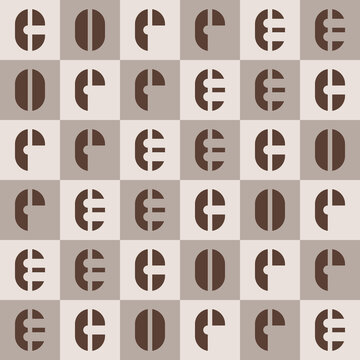 Seamless pattern with coffee geometric lettering
