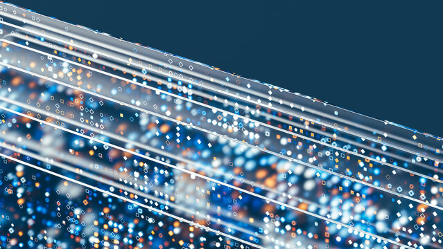Modern design with glass and data highlights in a technological space