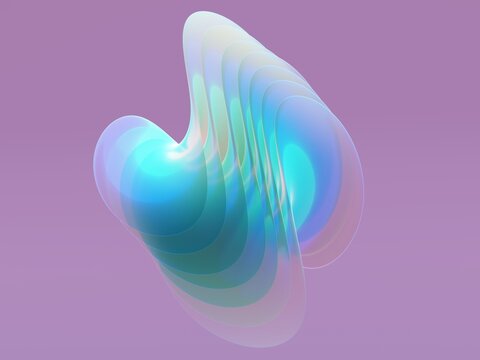 Colorful Abstract Shape Design on Purple Background With Smooth Edges