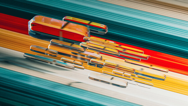 Abstract geometric glass design with colorful lines in foreground