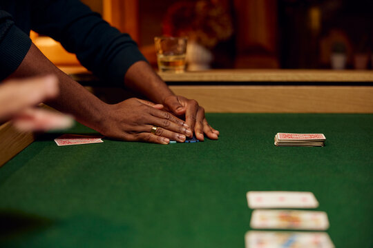 The poker player takes the chips