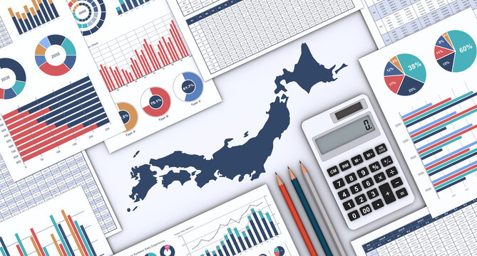 ビジネス書類と日本地図