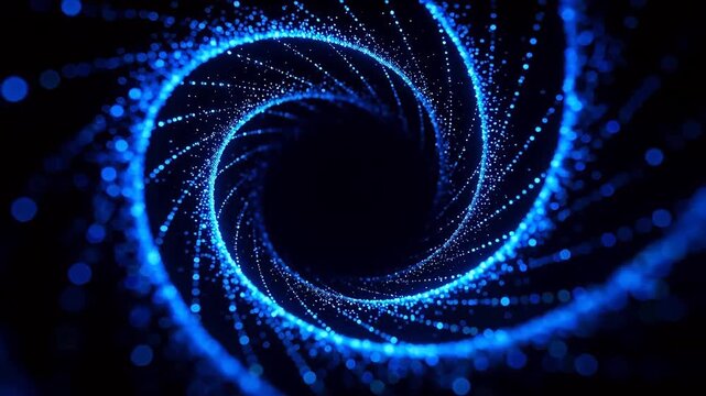 Blue glowing spiral particle pattern