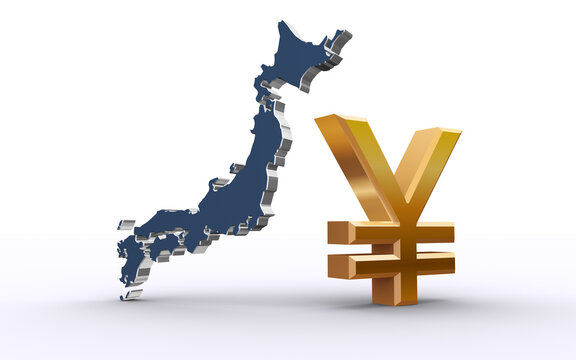 日本地図と円マーク、日本経済