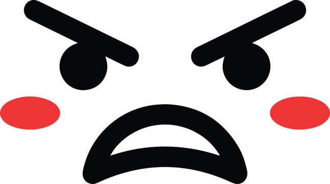 Angry Emoji Face with Red Cheeks