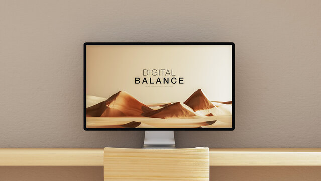 Minimalist work studio with desk and computer shows simple desig