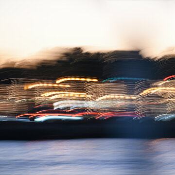 Abstract City Lights Over Water
