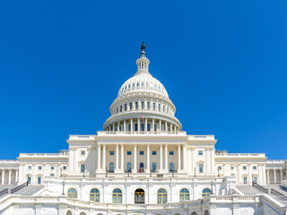 Naklejka premium United States Capitol Building Against Clear Blue Sky, Washington DC