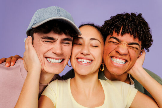 Diverse friends laughing and enjoying moments together