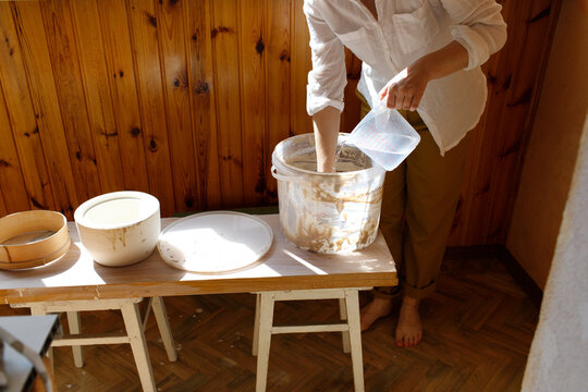 woman working with clay