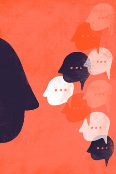 Human heads with speech bubbles 