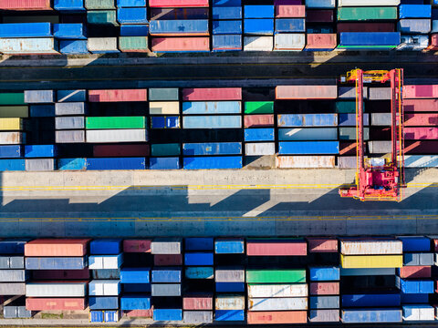 Overhead view of container terminal