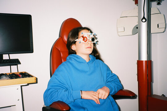 Girl during eye exam