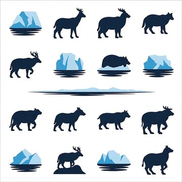 Vector illustration of various animals in motion.