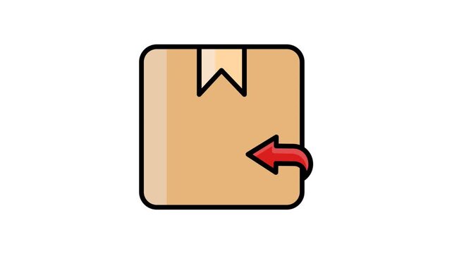 Return icon animation. representing product returns, reverse logistics or exchange services. Alpha channel, transparent background