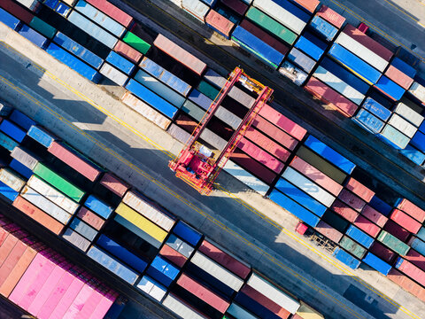 Overhead view of container terminal
