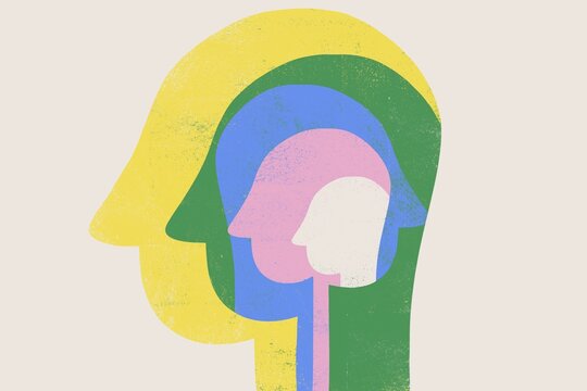 Head inside a head illistration